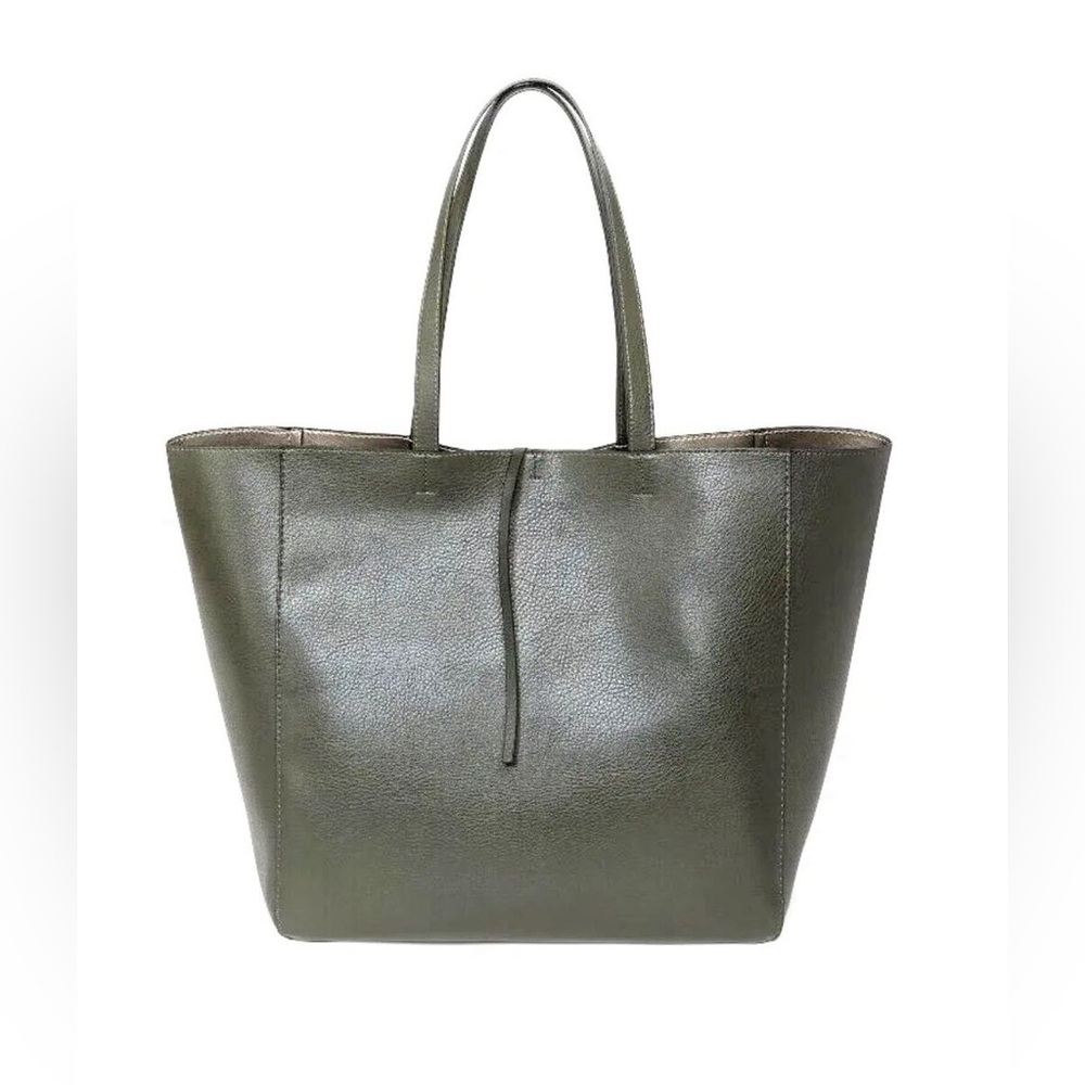 Large 14” Olive Green Reversible Tote Bag